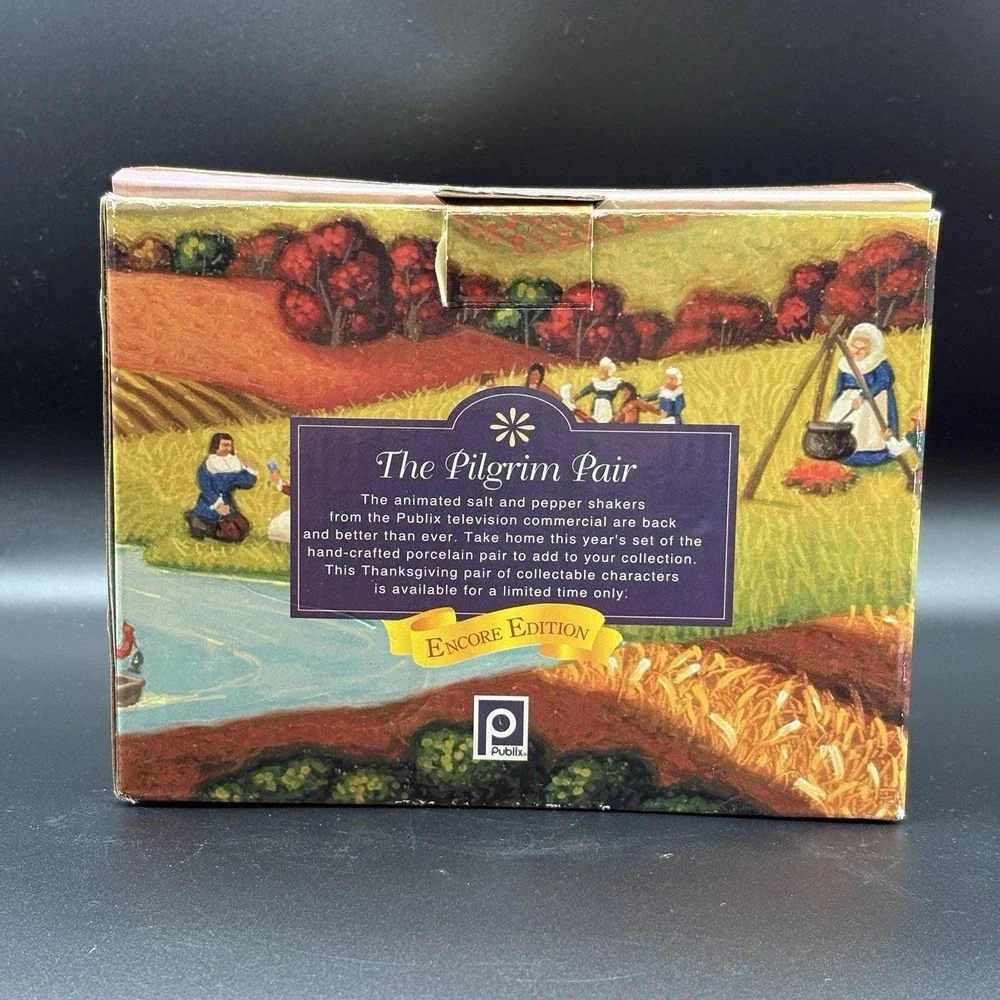 Vintage Publix 2004 Pilgrim Pair Salt Pepper Shakers Thanksgiving‎ Collectible